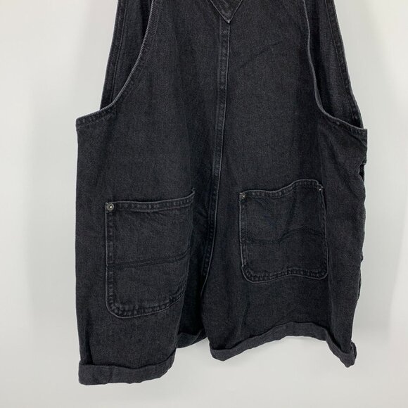Old Navy Shortalls Ovearlls Black Jean Short Denim Slouchy Straight - Picture 9 of 10